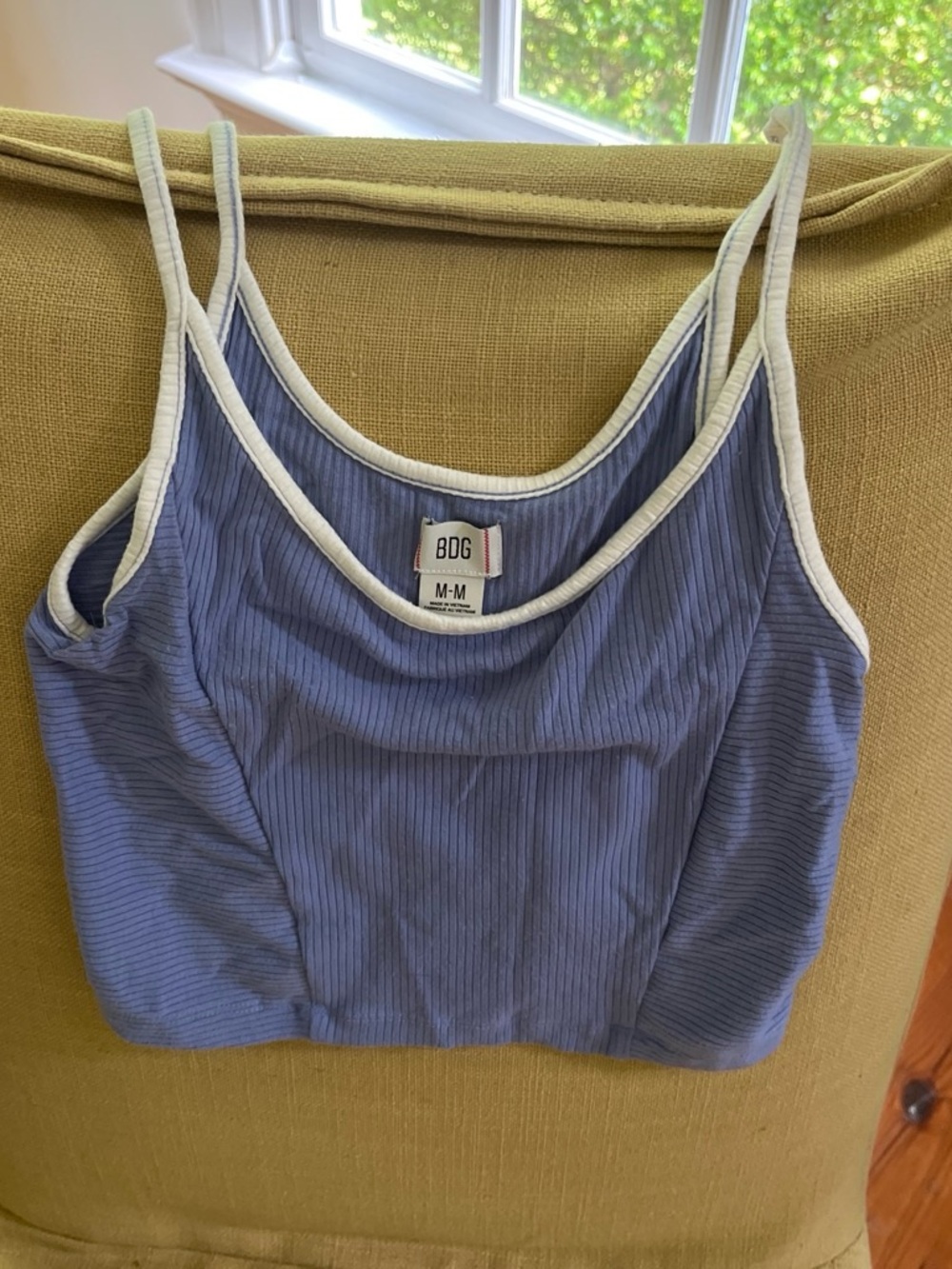 BDG Lavender Ribbed Crop Tank with White Trim